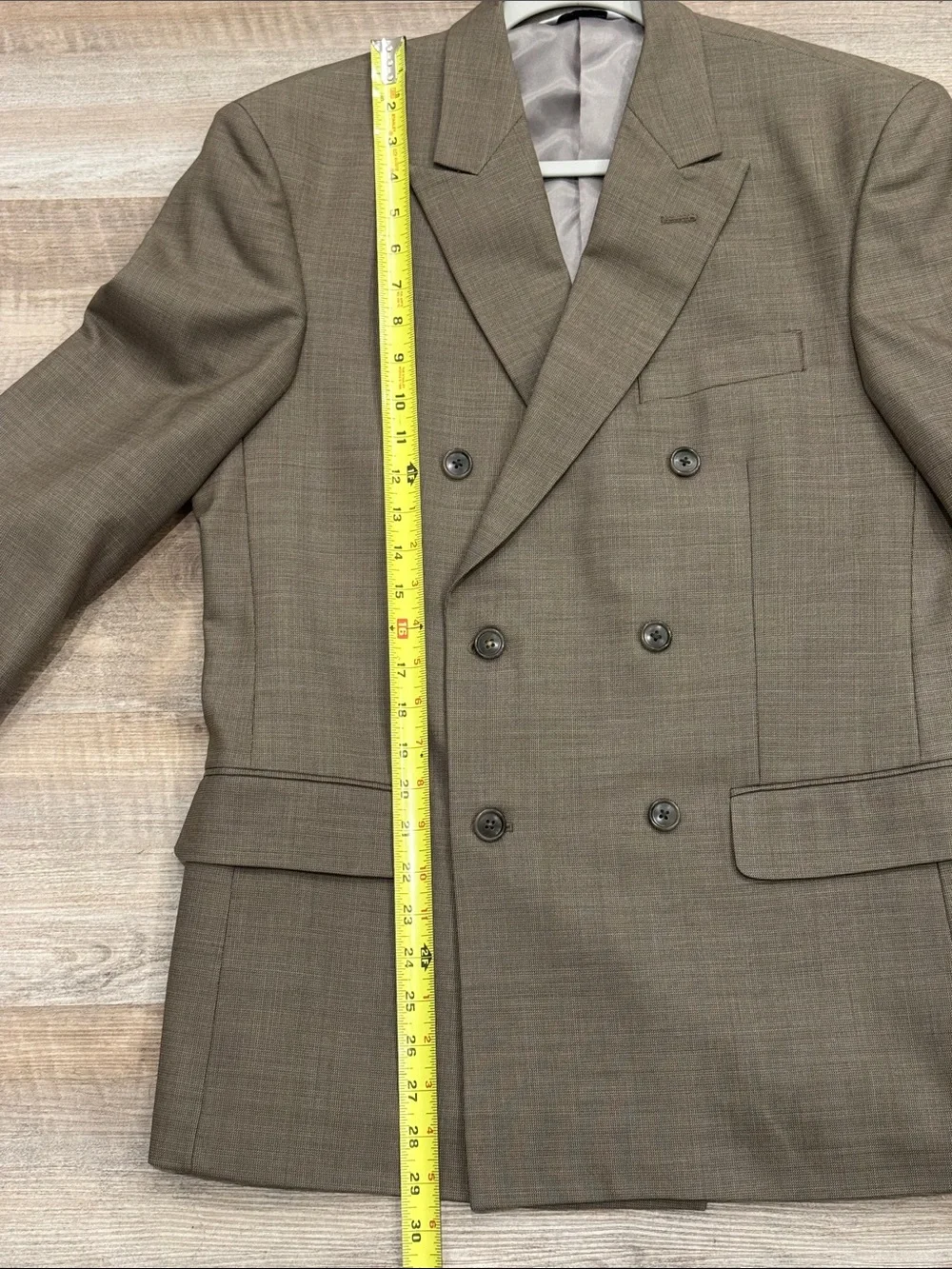 38 Short Linea Uomo Men's Double-Breasted Tailored Brown Suit Blazer